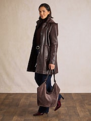 Lakeland Leather Brown Arndale Hooded Coat - Image 4 of 7