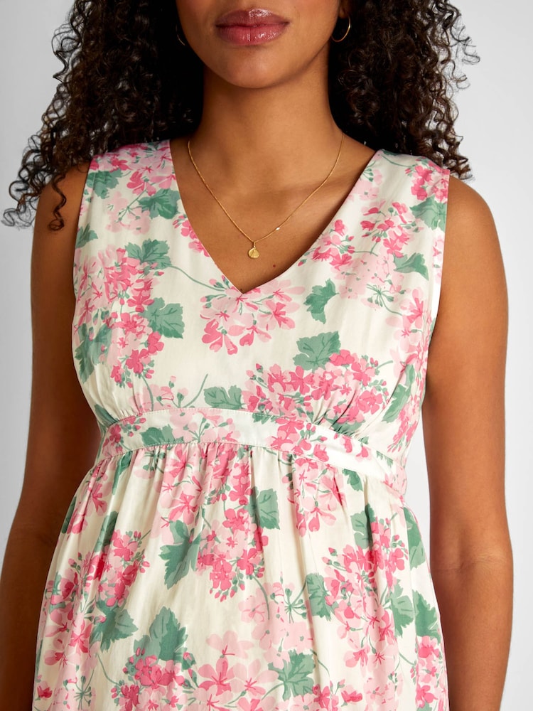 JoJo Maman Bébé Pink Hydrangea Print V-Neck Maternity Midi Dress - Image 4 of 5