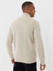 Threadbare Cream Cable Knit Quarter Zip Jumper - Image 2 of 5