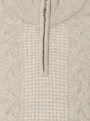 Threadbare Cream Cable Knit Quarter Zip Jumper - Image 5 of 5