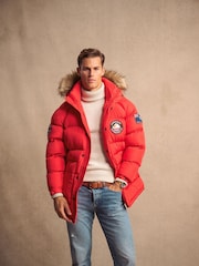 Superdry Heritage Red Everest Longline Baffled Parka - Image 1 of 15