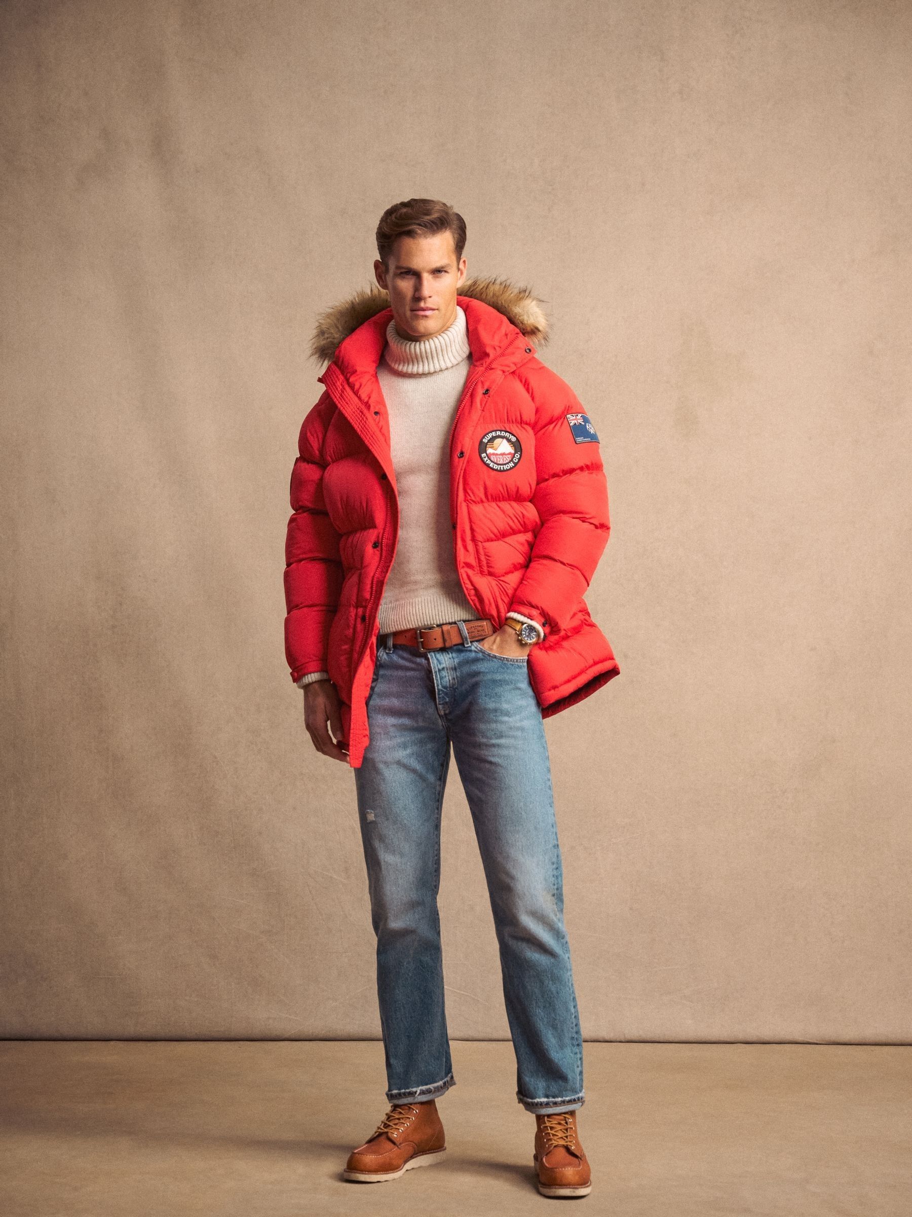 Buy Superdry Heritage Red Everest Longline Baffled Parka from the