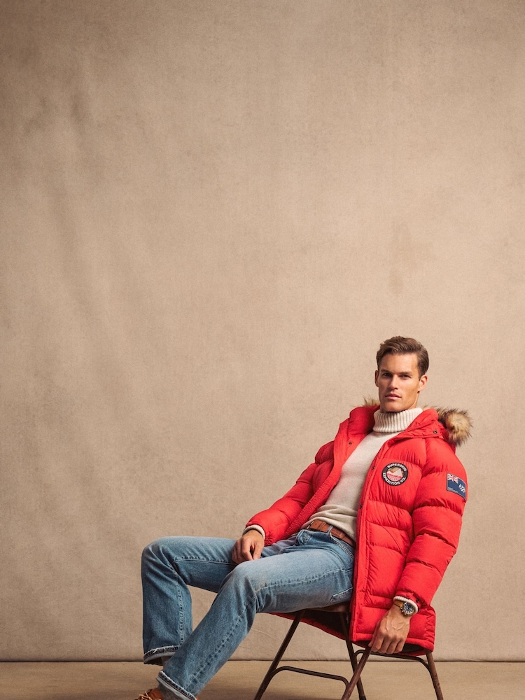 Superdry Heritage Red Everest Longline Baffled Parka - Image 2 of 15