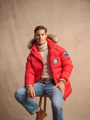 Superdry Heritage Red Everest Longline Baffled Parka - Image 3 of 15