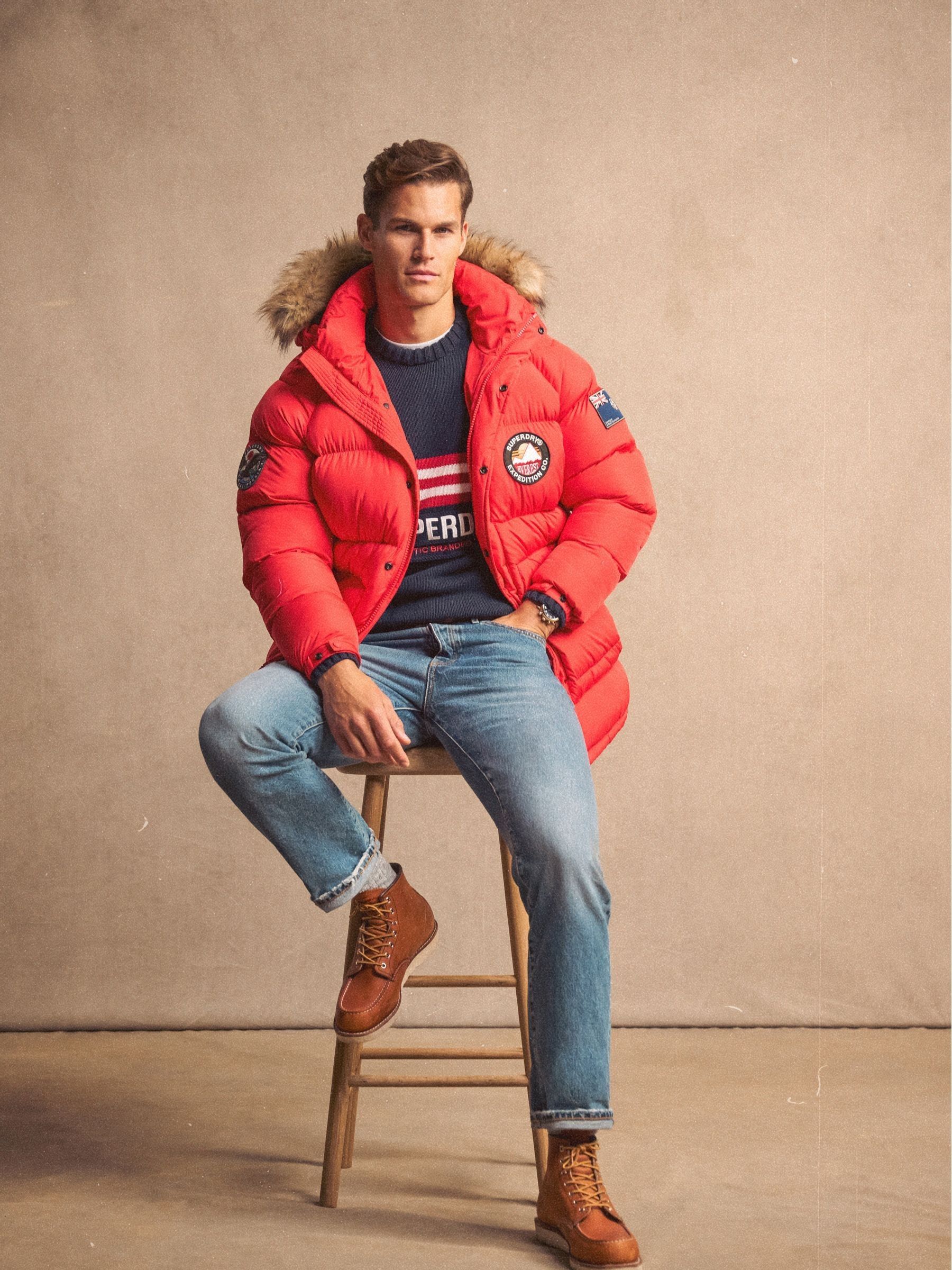 Buy Superdry Heritage Red Everest Longline Baffled Parka from Next Luxembourg
