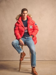 Superdry Heritage Red Everest Longline Baffled Parka - Image 8 of 15