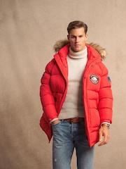Superdry Heritage Red Everest Longline Baffled Parka - Image 9 of 15