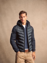 Eclipse Marineblau meliert - Superdry Storm Hybrid-Strickjacke mit Kapuze - Bild 1 von 13