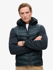 Eclipse Marineblau meliert - Superdry Storm Hybrid-Strickjacke mit Kapuze - Bild 11 von 13