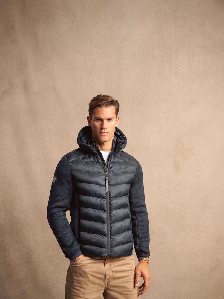 Eclipse Marineblau meliert - Superdry Storm Hybrid-Strickjacke mit Kapuze - Bild 2 von 13