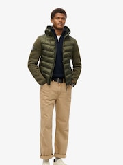 Superdry Khaki Green Marl Hooded Knit Storm Hybrid Jacket - Image 4 of 7