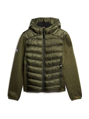 Superdry Khaki Green Marl Hooded Knit Storm Hybrid Jacket - Image 5 of 7