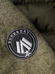 Superdry Khaki Green Marl Hooded Knit Storm Hybrid Jacket - Image 6 of 7