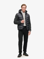 Superdry Dark Charcoal Marl Hooded Knit Storm Hybrid Jacket - Image 2 of 6