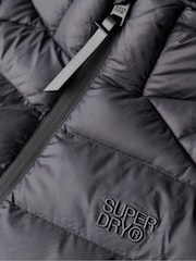 Superdry Dark Charcoal Marl Hooded Knit Storm Hybrid Jacket - Image 5 of 6
