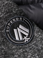 Superdry Dark Charcoal Marl Hooded Knit Storm Hybrid Jacket - Image 6 of 6