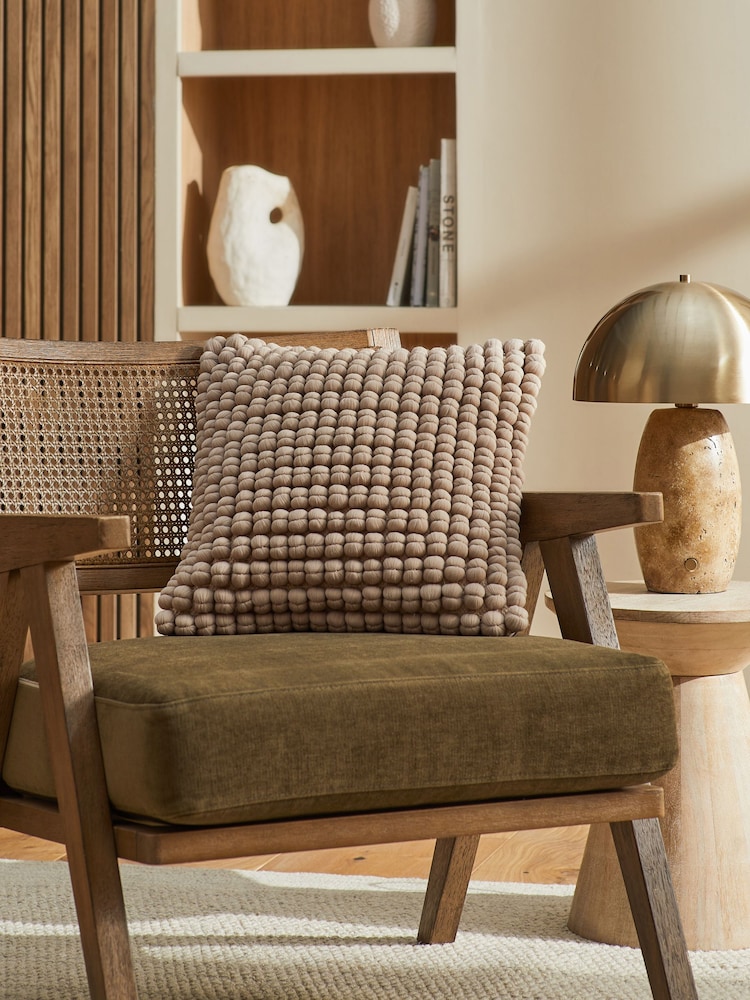 Dark Natural 43 x 43cm Global Bobble Cushion - Image 1 of 4