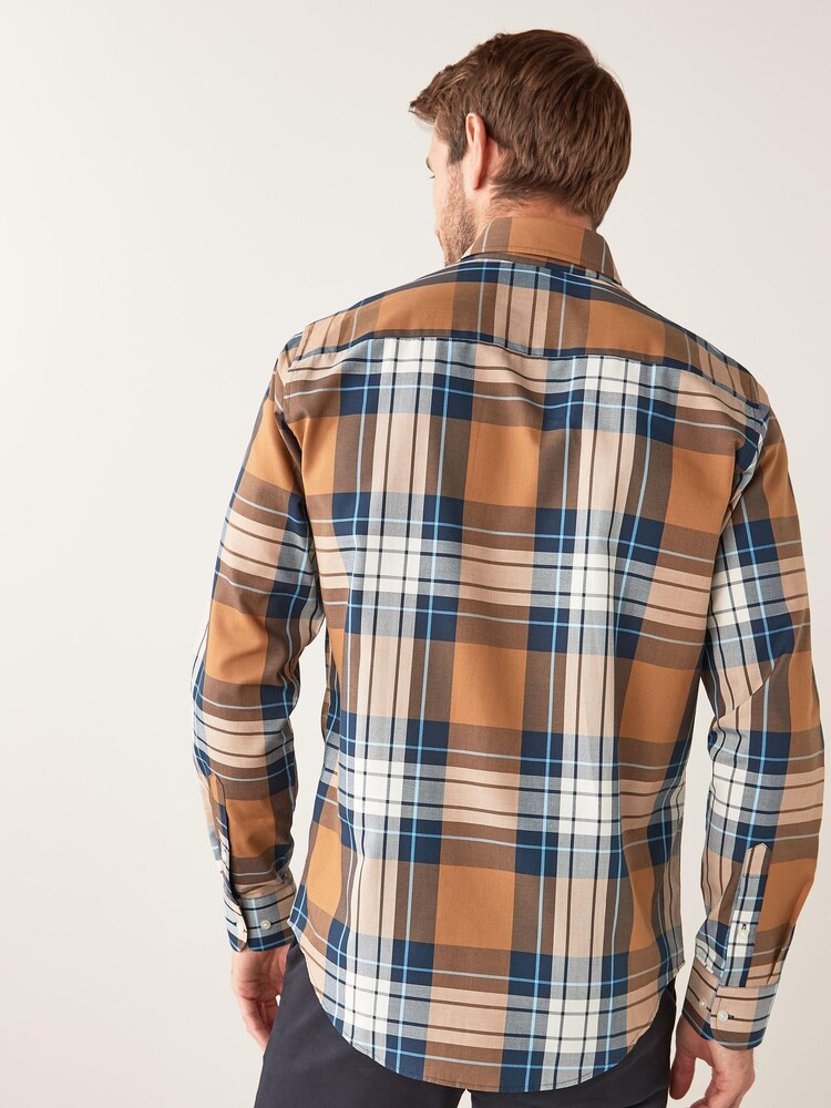 Yellow Mustard/Navy Blue Regular Fit Single Cuff Easy Iron Button Down Oxford Shirt - Image 2 of 7