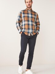 Yellow Mustard/Navy Blue Regular Fit Single Cuff Easy Iron Button Down Oxford Shirt - Image 3 of 7