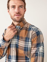 Yellow Mustard/Navy Blue Regular Fit Single Cuff Easy Iron Button Down Oxford Shirt - Image 4 of 7