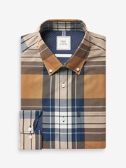 Yellow Mustard/Navy Blue Regular Fit Single Cuff Easy Iron Button Down Oxford Shirt - Image 5 of 7