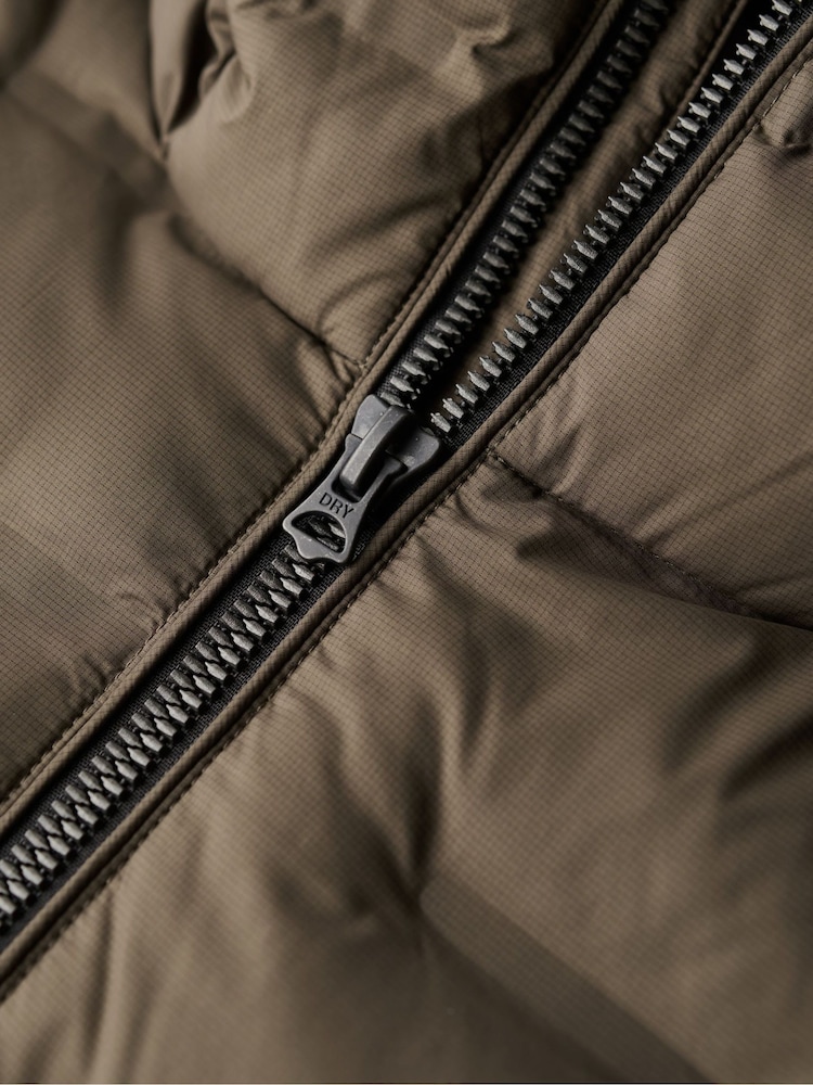 Superdry Dark Brown 100% Cotton Hooded Quilted Puffer Jacket - Image 5 of 5