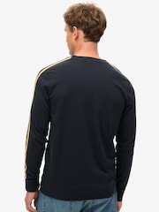 Superdry Blue 100% Cotton Essential Logo Retro Stripe Long Sleeve Top - Image 2 of 5