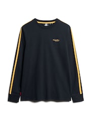 Superdry Blue 100% Cotton Essential Logo Retro Stripe Long Sleeve Top - Image 4 of 5