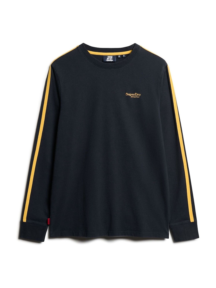 Superdry Blue 100% Cotton Essential Logo Retro Stripe Long Sleeve Top - Image 4 of 5