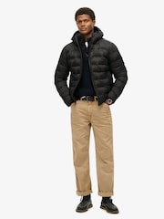 Superdry Black 100% Cotton Hooded Quilted Puffer Jacket - Image 2 of 5