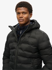 Superdry Black 100% Cotton Hooded Quilted Puffer Jacket - Image 3 of 5