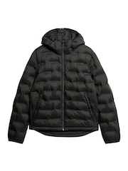 Superdry Black 100% Cotton Hooded Quilted Puffer Jacket - Image 4 of 5