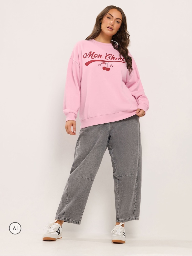 Yours Curve Pink Mon Cheri Sweatshirt - Image 2 of 6