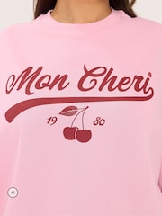 Yours Curve Pink Mon Cheri Sweatshirt - Image 4 of 6