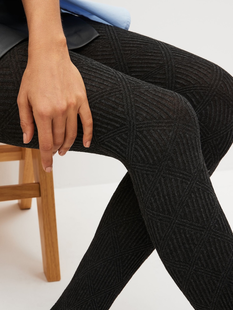 Grey Patterned Tights 1 Pack - Image 2 of 2