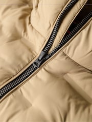 Superdry Sand Brown 100% Cotton Hooded Quilted Puffer Jacket - Image 5 of 5