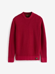 Superdry Deep Red Textured Crew 100% Cotton Knit Jumper - Image 1 of 1