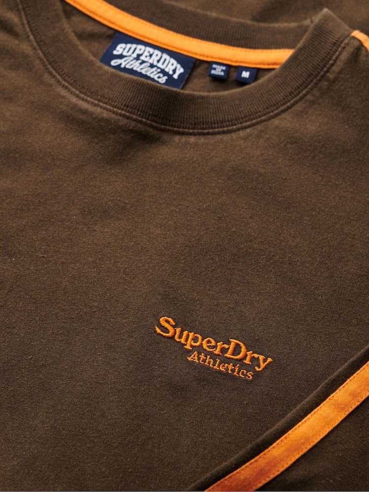 Superdry Brown 100% Cotton Essential Logo Retro Stripe Long Sleeve Top - Image 6 of 6