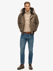 Superdry Beige Herringbone City Tweed Padded Bomber Jacket - Image 3 of 6