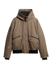 Superdry Beige Herringbone City Tweed Padded Bomber Jacket - Image 5 of 6