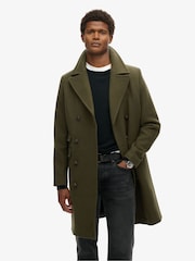 Superdry Olive Night Green Merchant Wool Long Coat - Image 2 of 5