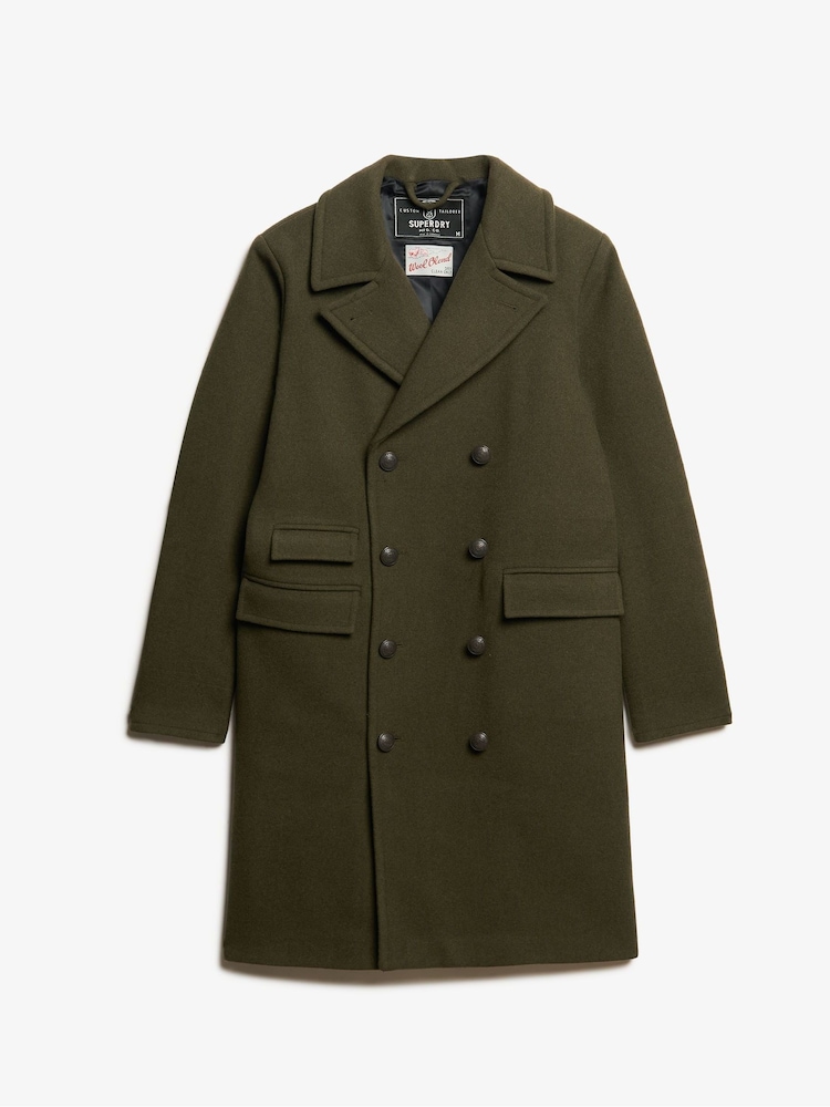 Superdry Olive Night Green Merchant Wool Long Coat - Image 5 of 5