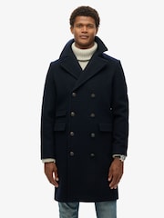 Superdry Eclipse Navy Merchant Wool Long Coat - Image 1 of 6