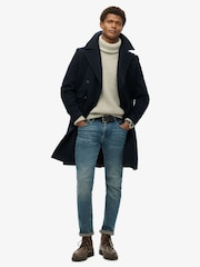 Superdry Eclipse Navy Merchant Wool Long Coat - Image 2 of 6