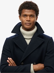 Superdry Eclipse Navy Merchant Wool Long Coat - Image 4 of 6