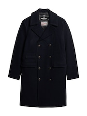 Superdry Eclipse Navy Merchant Wool Long Coat - Image 5 of 6