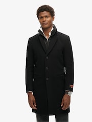 Superdry Black Tailored 2 in 1 Town Coat - Image 1 of 5