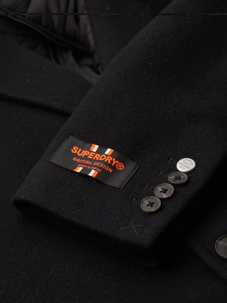 Superdry Black Tailored 2 in 1 Town Coat - Image 5 of 5