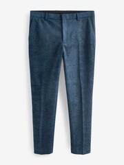 Navy Blue EDIT Slim Snake Print Velvet Tuxedo Trousers - Image 7 of 11