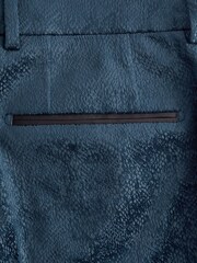 Navy Blue EDIT Slim Snake Print Velvet Tuxedo Trousers - Image 8 of 11